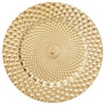 13 in Peacock Plastic Charger Plate (Gold)