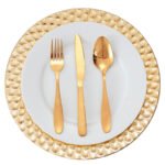 13 in Peacock Plastic Charger Plate (Gold) - Image 2