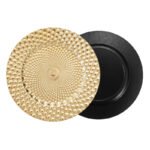 13 in Peacock Plastic Charger Plate (Gold) - Image 4