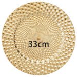 13 in Peacock Plastic Charger Plate (Gold) - Image 5